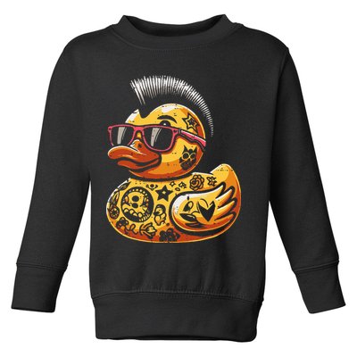 Mohawk Rubber Duck Punk Rock Rocker Toddler Sweatshirt