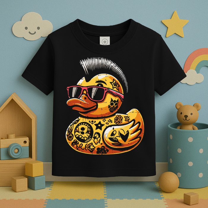 Mohawk Rubber Duck Punk Rock Rocker Toddler T-Shirt