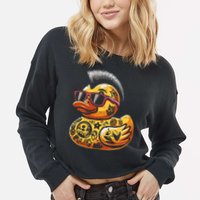 Mohawk Rubber Duck Punk Rock Rocker Cropped Pullover Crew