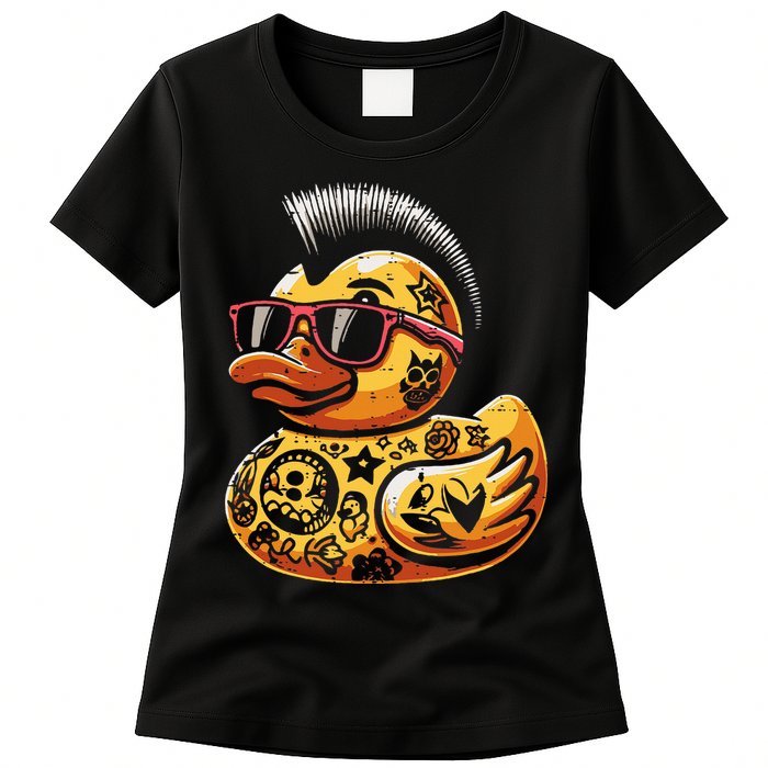 Mohawk Rubber Duck Punk Rock Rocker Womens T-Shirt