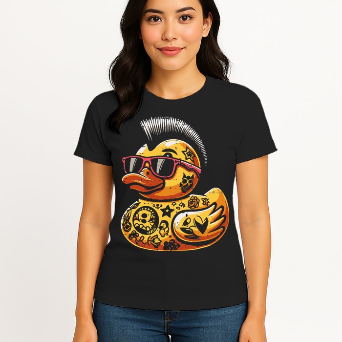 Mohawk Rubber Duck Punk Rock Rocker Womens T-Shirt