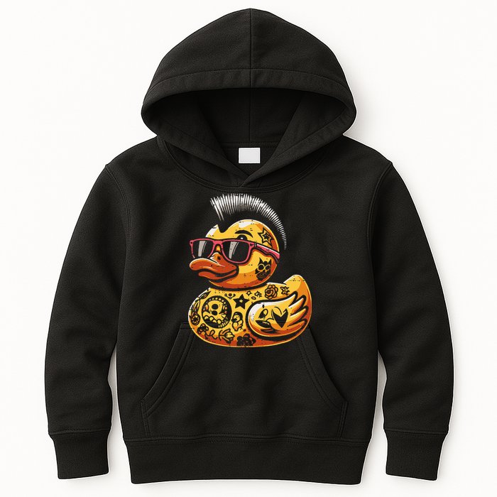 Mohawk Rubber Duck Punk Rock Rocker Kids Hoodie