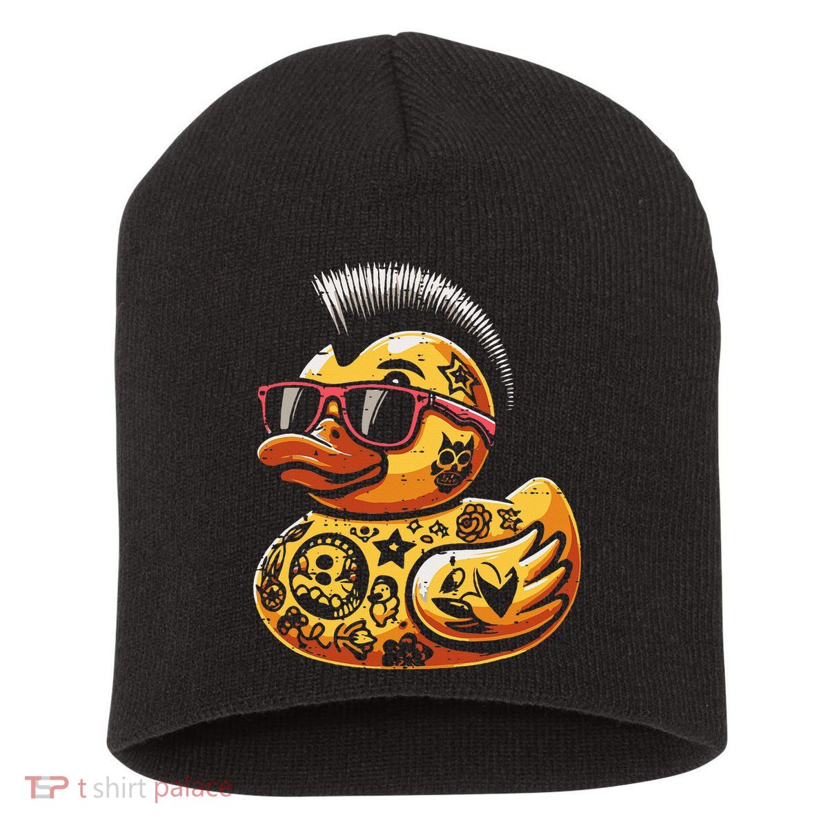 Mohawk Rubber Duck Punk Rock Rocker Short Acrylic Beanie