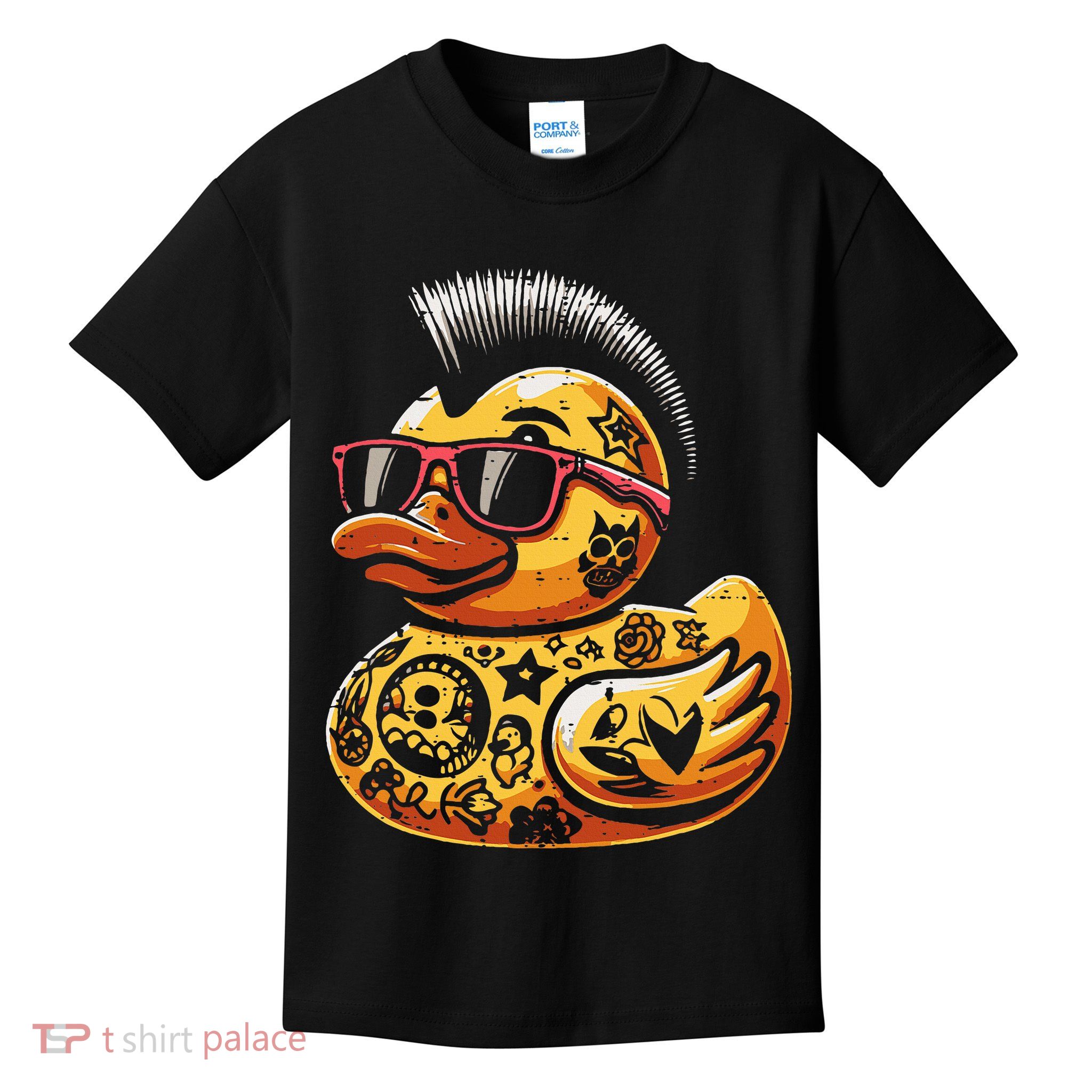 Mohawk Rubber Duck Punk Rock Rocker Kids T-Shirt