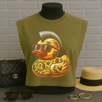 Mohawk Rubber Duck Punk Rock Rocker Garment-Dyed Women's Muscle Tee