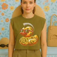 Mohawk Rubber Duck Punk Rock Rocker Garment-Dyed Women's Muscle Tee