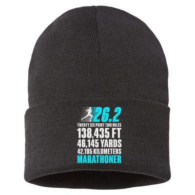 Marathon Running Design For Men Women 26.2 Marathon Runner Sustainable Knit Beanie