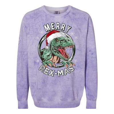 Merry Rexmas Dino Dinosaurus Funny Pajama Christmas Colorblast Crewneck Sweatshirt