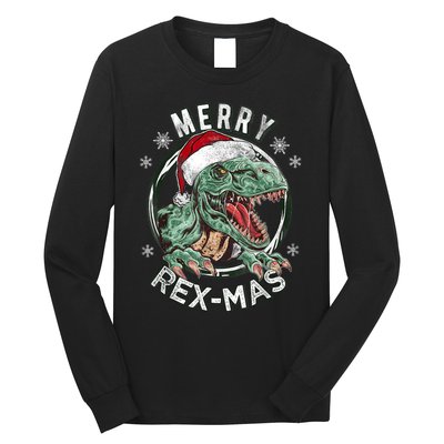 Merry Rexmas Dino Dinosaurus Funny Pajama Christmas Long Sleeve Shirt