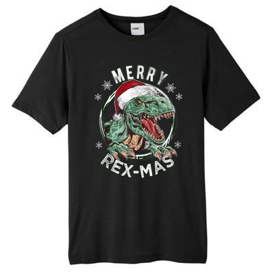 Merry Rexmas Dino Dinosaurus Funny Pajama Christmas Tall Fusion ChromaSoft Performance T-Shirt