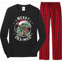 Merry Rexmas Dino Dinosaurus Funny Pajama Christmas Long Sleeve Pajama Set