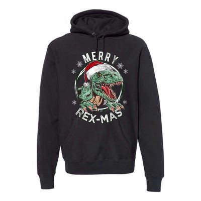 Merry Rexmas Dino Dinosaurus Funny Pajama Christmas Premium Hoodie