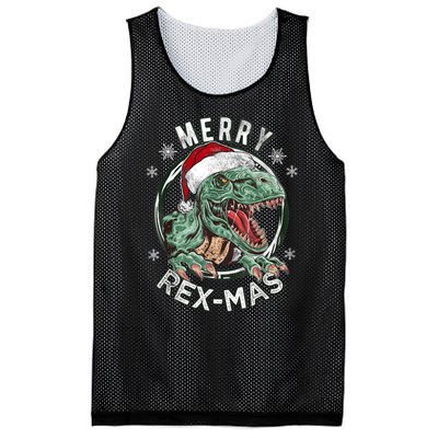 Merry Rexmas Dino Dinosaurus Funny Pajama Christmas Mesh Reversible Basketball Jersey Tank