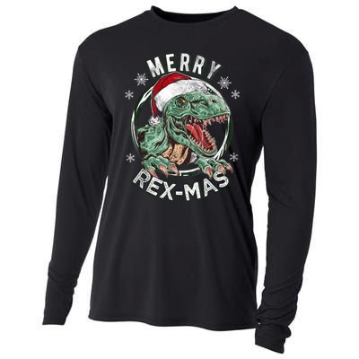 Merry Rexmas Dino Dinosaurus Funny Pajama Christmas Cooling Performance Long Sleeve Crew