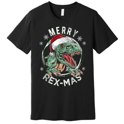 Merry Rexmas Dino Dinosaurus Funny Pajama Christmas Premium T-Shirt