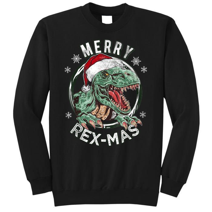 Merry Rexmas Dino Dinosaurus Funny Pajama Christmas Tall Sweatshirt