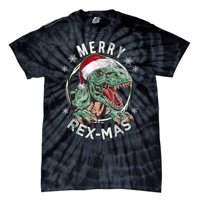 Merry Rexmas Dino Dinosaurus Funny Pajama Christmas Tie-Dye T-Shirt