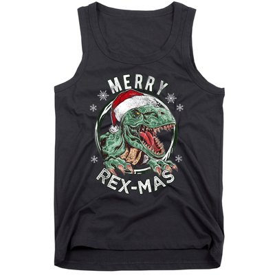 Merry Rexmas Dino Dinosaurus Funny Pajama Christmas Tank Top