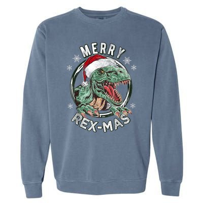 Merry Rexmas Dino Dinosaurus Funny Pajama Christmas Garment-Dyed Sweatshirt