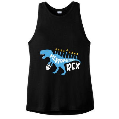 Menorasaurus Rex Dinosaur Hanukkah Jewish Ladies PosiCharge Tri-Blend Wicking Tank