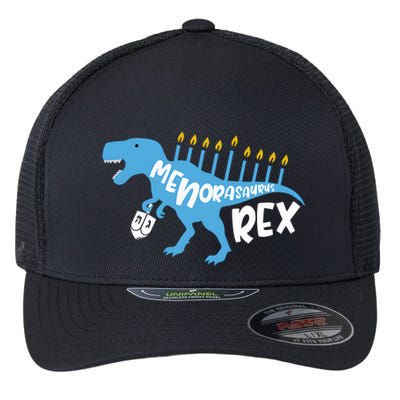 Menorasaurus Rex Dinosaur Hanukkah Jewish Flexfit Unipanel Trucker Cap