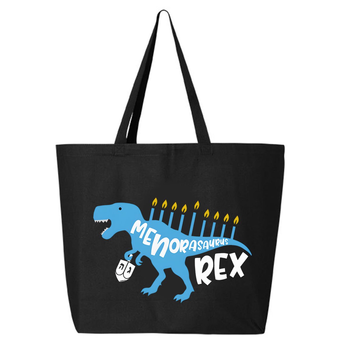 Menorasaurus Rex Dinosaur Hanukkah Jewish 25L Jumbo Tote