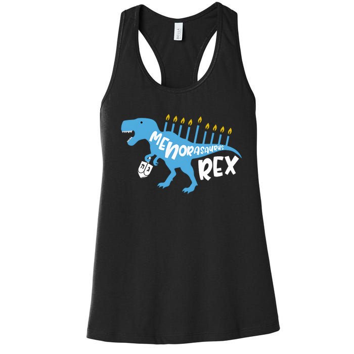 Menorasaurus Rex Dinosaur Hanukkah Jewish Women's Racerback Tank