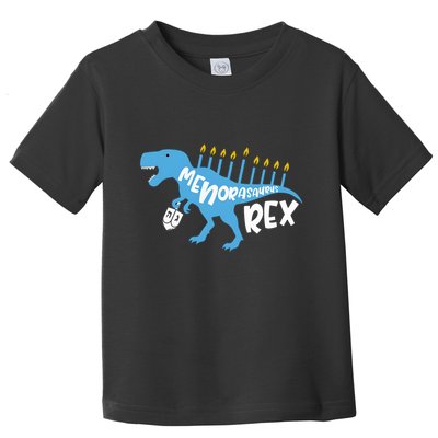 Menorasaurus Rex Dinosaur Hanukkah Jewish Toddler T-Shirt