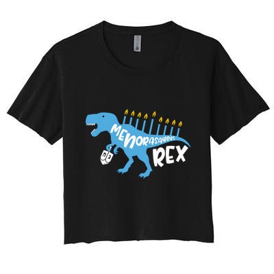 Menorasaurus Rex Dinosaur Hanukkah Jewish Crop Top