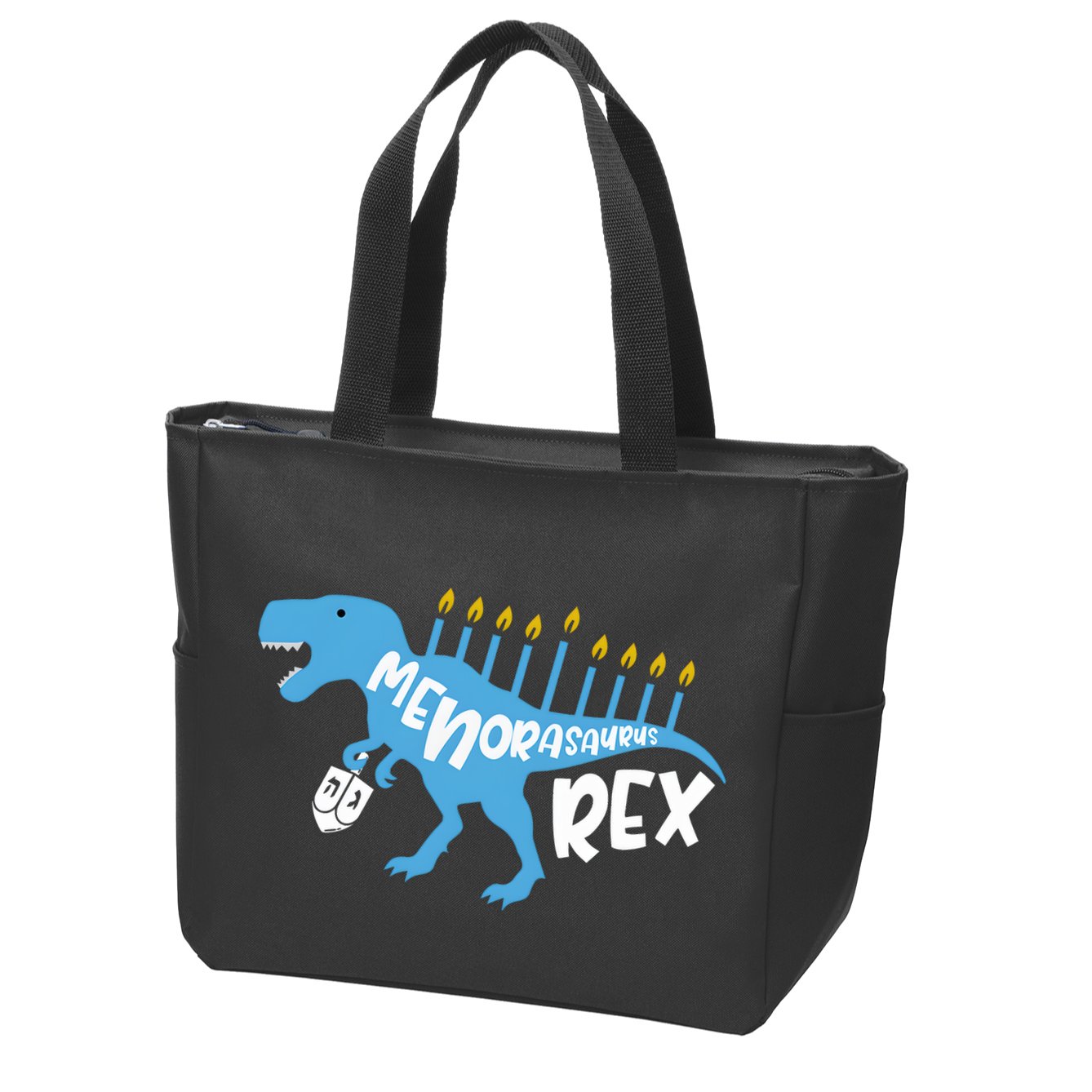 Menorasaurus Rex Dinosaur Hanukkah Jewish Zip Tote Bag