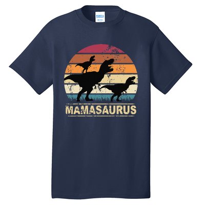 Mamasaurus Rex Dinosaur Pajama Dino Twin Mom With Two Tall T-Shirt