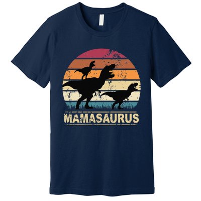 Mamasaurus Rex Dinosaur Pajama Dino Twin Mom With Two Premium T-Shirt