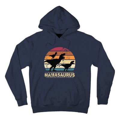 Mamasaurus Rex Dinosaur Pajama Dino Twin Mom With Two Tall Hoodie