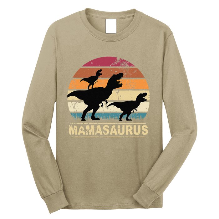 Mamasaurus Rex Dinosaur Pajama Dino Twin Mom With Two Long Sleeve Shirt