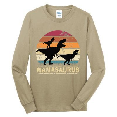 Mamasaurus Rex Dinosaur Pajama Dino Twin Mom With Two Tall Long Sleeve T-Shirt