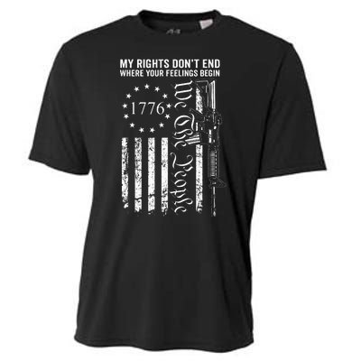 My Rights DonT End Where Your Feelings Begin Ar15 Usa Flag Cooling Performance Crew T-Shirt