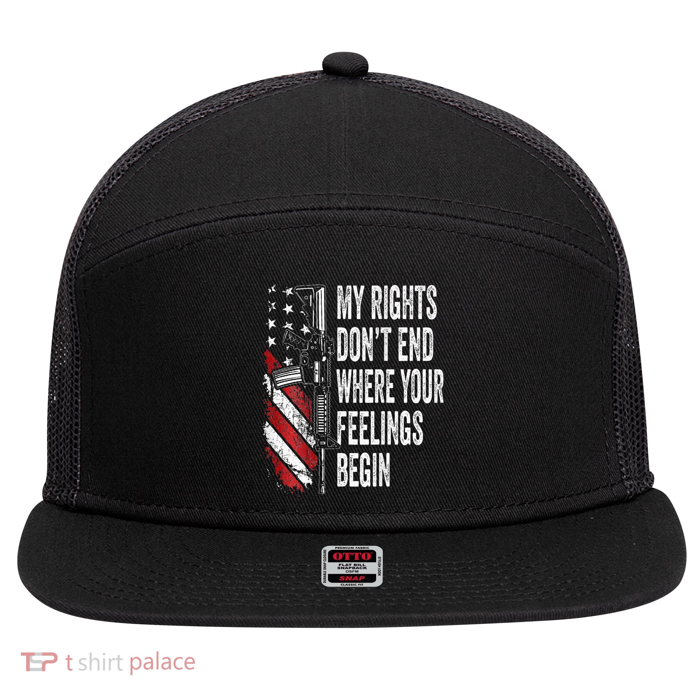 My Rights DonT End Where Your Feelings Begin 7 Panel Mesh Trucker Snapback Hat
