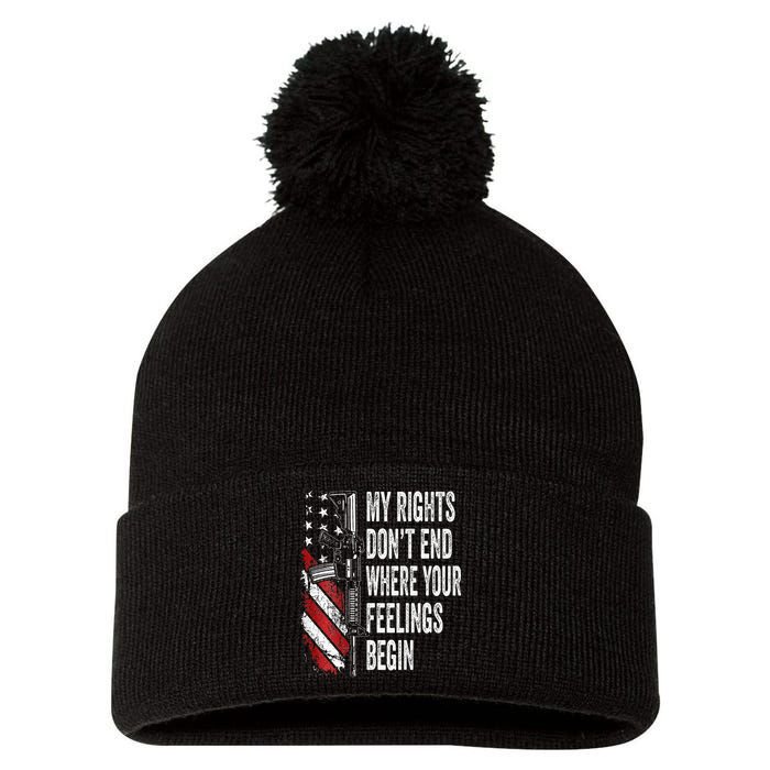 My Rights DonT End Where Your Feelings Begin Pom Pom 12in Knit Beanie