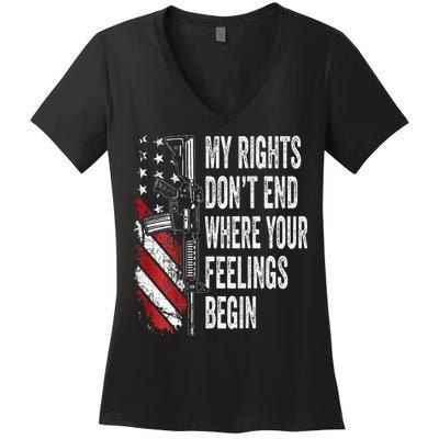 My Rights DonT End Where Your Feelings Begin Women's V-Neck T-Shirt