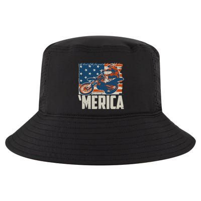 Motocross Racer Dirt Bike 'Merica American Flag Cool Comfort Performance Bucket Hat