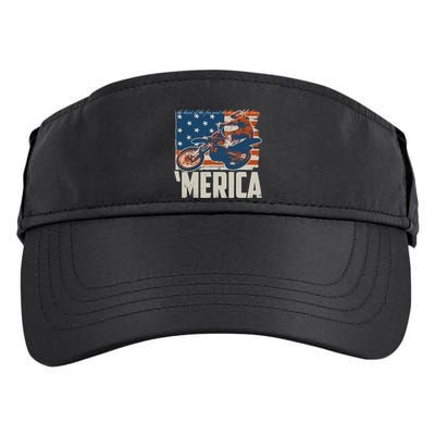 Motocross Racer Dirt Bike 'Merica American Flag Adult Drive Performance Visor