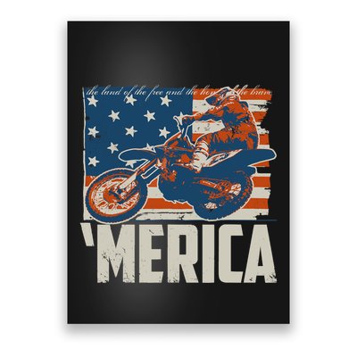 Motocross Racer Dirt Bike 'Merica American Flag Poster