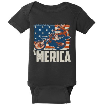 Motocross Racer Dirt Bike 'Merica American Flag Baby Bodysuit