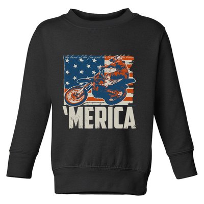 Motocross Racer Dirt Bike 'Merica American Flag Toddler Sweatshirt