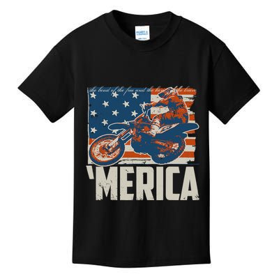 Motocross Racer Dirt Bike 'Merica American Flag Kids T-Shirt