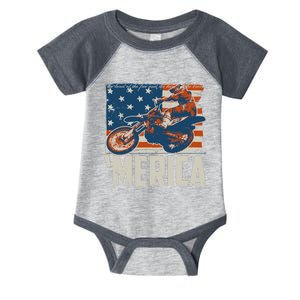 Motocross Racer Dirt Bike 'Merica American Flag Infant Baby Jersey Bodysuit