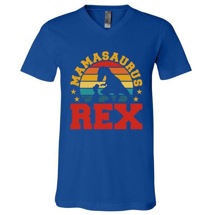 Mamasaurus Rex Dinosaur Lover Trex Motherhood Dino Gift V-Neck T-Shirt