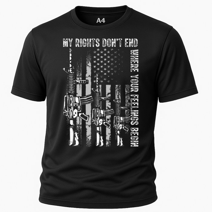 My Rights DonT End Where Your Feelings Begin Usa Flag Gun Cooling Performance Crew T-Shirt