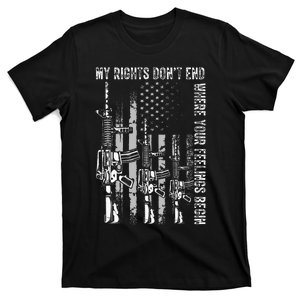 My Rights DonT End Where Your Feelings Begin Usa Flag Gun T-Shirt