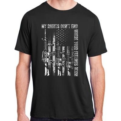 My Rights DonT End Where Your Feelings Begin Usa Flag Gun Adult ChromaSoft Performance T-Shirt